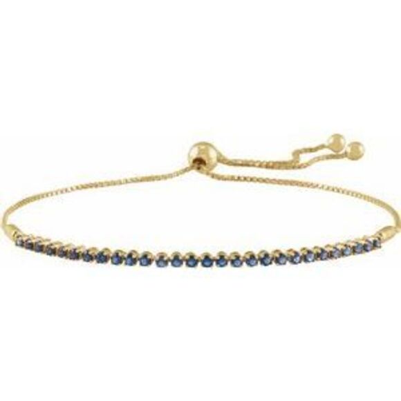 14K Yellow Natural Blue Sapphire Adjustable 9 1/2